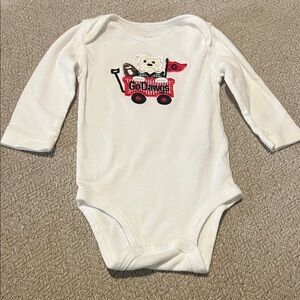 White Long Sleeve Embroidered Georgia Bulldogs Onesie Kids